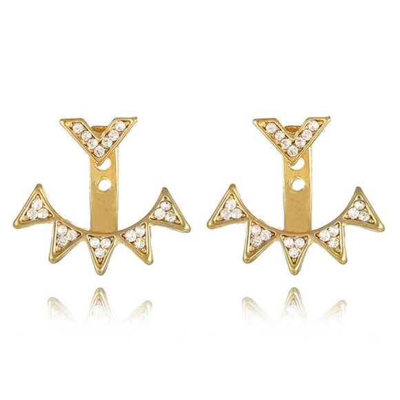 🔵𝟲𝟱%𝗢𝗙𝗙 𝗯𝘂𝗻𝗱𝗹𝗲𝘀 𝟯+🔵 NEW Rhinestone Spiked Jacket Earrings - Picture 10 of 12